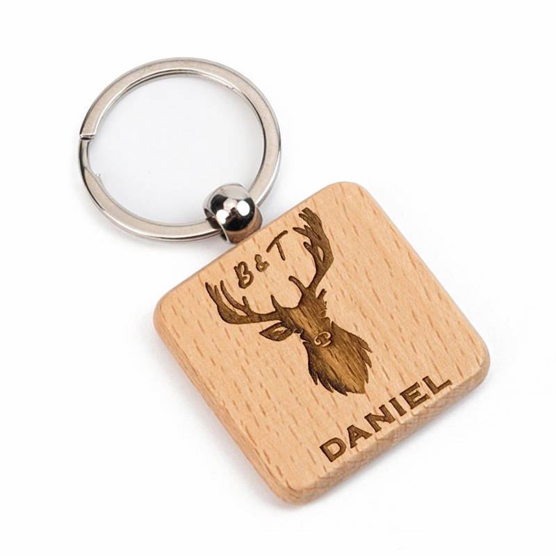 Breloc Din Lemn Patrat, 4 X 4 CM, Personalizabil 
